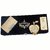 JEWEL FUEL 24K Gold Plated Gold Bar Paper Weight, Visiting Card Holder and Apple Table Clock Gift Set