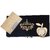 JEWEL FUEL Gold Plated Visiting Card Holder and Gold Plated Apple Table Clock Gift Set