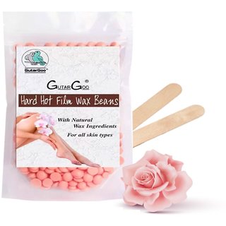 GutarGoo Painless Brazilian Hair Removal Hard Film Hot Wax Beans with free spatula (50g,Soothing Pink)