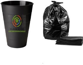 Clean Home - Oxo Biodegradable Garbage Bags- 120 Pcs  48X54 cm  4 Packs of 30 Pcs  19x21 Inches  Dustbin Bags Black