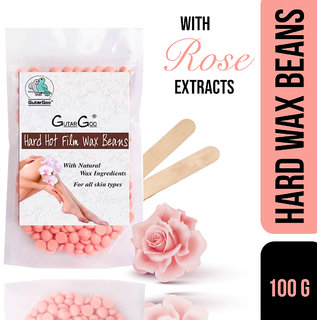                       GutarGoo Painless Brazilian Hair Removal Hard Film Hot Wax Beans with free spatula (100g, Soothing Pink)                                              