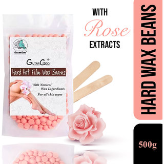                       GutarGoo Painless Brazilian Hair Removal Hard Film Hot Wax Beans with free spatula (500g, Soothing Pink)                                              
