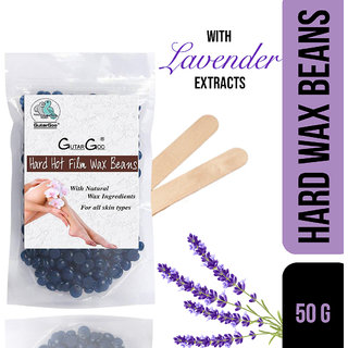                       GutarGoo Painless Brazilian Hair Removal Hard Film Hot Wax Beans with free spatula (50g, Relaxing Lavender)                                              