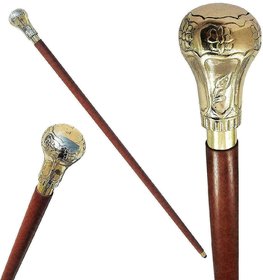 Piru Vintage Cane Walking Stick Brass Designer Nautical Handle Victorian Wooden Canes