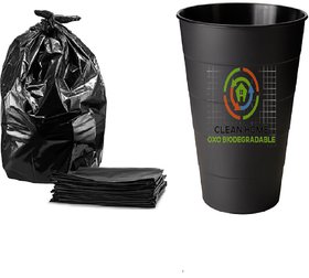 Clean Home - Oxo Biodegradable Garbage Bags 19 x 21 inch Total 180 Bags  Black 6 Packs (30 Bags in Each Pack)