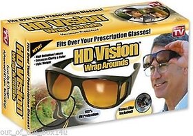 Pack Of 2 Hd Vision Night Driving Wrap Arounds Uv400 Protection Fits Over Glasses By Vg