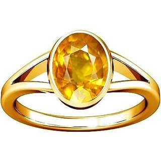9.25 Carat Yellow sapphire ring Gold Plated Pukhraj Pushpraj stone sapphire September Birthstone Adjustable Ring for Uni