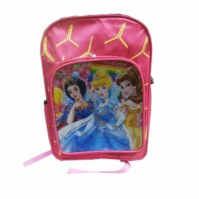 18 LTR Pink Color Princess Cartoon Character Backpack  Good Quality School Bag for Kids Size (13 x 9.5 in - 18 LTS)