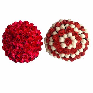 Maahal Artificial flower Bun Juda Maker Flower Gajra Hair Accessories For Women and Girls Multi Color (Pack-02)
