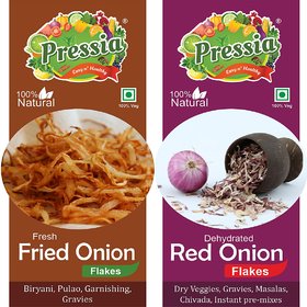 Pressia Fried Onion 100g and Red Onion Flakes 100g Combo Pack