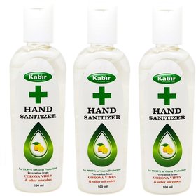 Kabir 100 ML Hand Sanitizer Pack of 3 fliptop Bottle 60 Iso propyl Alcohol Made in India Product