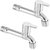 ZESTA Stainless Steel Brass Disc Flora Long Body Tap with Flange (Standard Silver) - Pack of 2