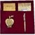 JEWEL FUEL 24K Gold Playing Card, Gold Plated Pen, Gold Plated Visiting Card Holder and Apple Table Clock Gift Set