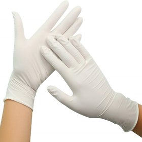 Fabaro White Latex Examination/Surgical/Disposable Gloves Hand Glove In Medium Size(Pack Of 20)