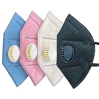                       N95 Mask With Valve Anti Pollution Dust Ultra Comfortable Face Mask With Valve Reusable  Washable Mask (4 Pieces)                                              