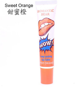 xRomantic Bear Women Make Up Tint WOW Long Lasting Tint Lip Peel Off Lipstick Full lips Lip Gloss Tatto - Sweet Orange