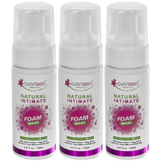 everteen Natural Intimate Foam Wash for Feminine Hygiene in Women  3 Packs (150ml Each)