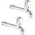 ZESTA Stainless Steel Brass Disc Jazz Long Body Tap with Teflon Tape, Nozzle and Flange (Standard Silver) - Pack Of 2