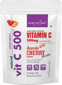 Healthy Hey Nutrition Natural Vit C 500  Natural Vitamin C sourced from Acerola Cherry Extract Powder  Support Immunity  100gm Powder