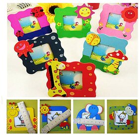 Kuhu Creations Colorful Wooden, Small Photo Frame, Cute and Beautiful.(Mix Style 4 Pcs).