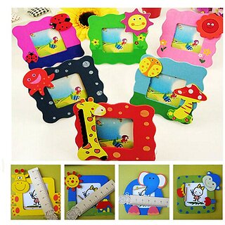 Kuhu Creations Colorful Wooden, Small Photo Frame, Cute and Beautiful.(Mix Style 4 Pcs).