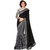 B Bella Creation Black Lycra Embroidered Saree With unstiched Blouse piece