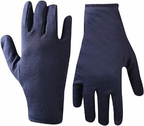 Ramanta Men's Women's Blue Cotton Riding Full Hand Gloves (Free Size, 1 Pair)