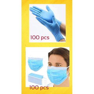 Combo Pack Surgical Gloves 100pcs And 3ply Mask 100pcs 