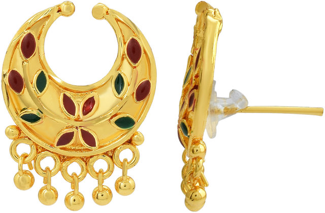 Floral Design Manipuri Gold Earrings  Maniyai Jewellery