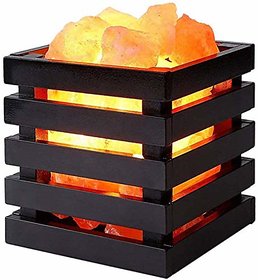 GA Himalayan Rock Salt Lamp for Positive Energy, Vastu, Salt Nightlight Lamp (Color  Orange, Square Thick Box)