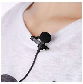Tie Clip Collar Lapel Mic Collar #Microphone# 3.5 mm JACK portable mike cable black for Recording Compatible All Devices