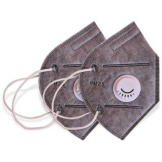                       5 Layered Medical  Anti Pollution Face Mask With Breathing Valve And Cleaner(Pack Of 2)                                              