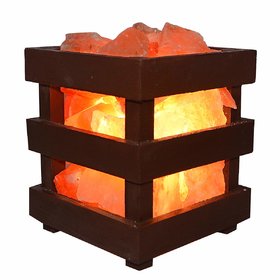 INDSMART Pink Rock Salt Table Lamp for Decor, Positive Energy, Vastu and Night Lamp ( Square Box)
