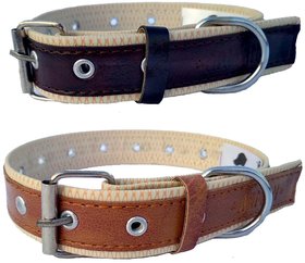 faux leather Dog Collar  adjustable Neck 9 to 12 inch Belt For Xtra Small Dogs Brown and Tan combo pack of 2