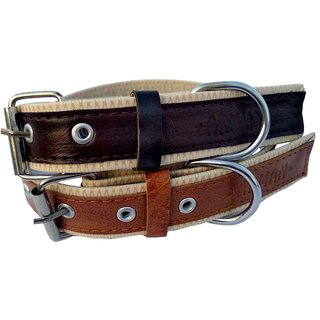                       faux leather Dog Collar  adjustable Neck 9 to 12 inch Belt For Xtra Small Dogs Brown and Tan combo pack of 2                                              