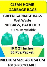 Clean Home Oxo Biodegradable Garbage Bags 90 Pcs of Green Color Medium Size 19 X 21 inch Medium Dustbin Bag  (90 Pcs)