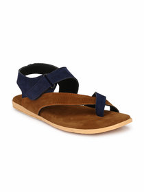 Shoegaro Men's Blue  Tan Suede Casual Sandal