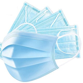                       Air pollution & protection face mask surgical non woven fabrics ( blue ) mask pack of 5                                                 