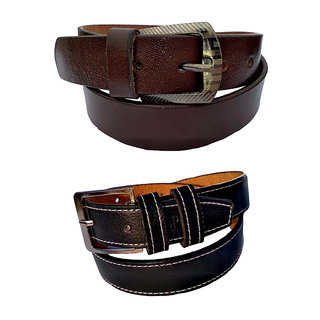                       Children's Kids Boys and girls genuine leather belt brown and black  combo 2 pcs kids for denim Pants                                              