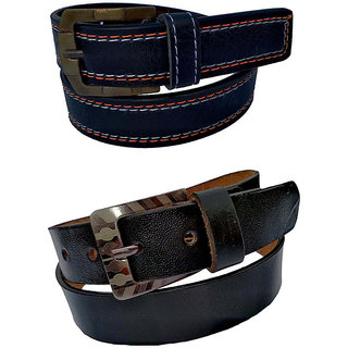                       Children's Kids Boys and girls genuine leather belt  black  combo 2 pcs kids for denim Pants                                              