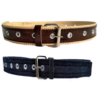                       Kids Boys and girls adjustable belt brown blue combo 2 pcs kids for denim jeans Pants upto 5 year|24 inch old free size                                              