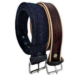                       Kids Boys girls adjustable  belt brown and blue combo 2 pcs kids for denim jeans Pants upto 5 year|24 inch old free size                                              