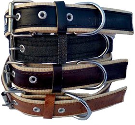 faux leather Dog Collar  adjustable Neck 15 to 18 inch Belt For Medium Dogs Brown and Black and Tan combo pack of 2
