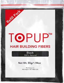 Topup Hair Building Fiber Refill Pack (Black 55gm) Hair Fiber For Hair Loss and Hair Damage