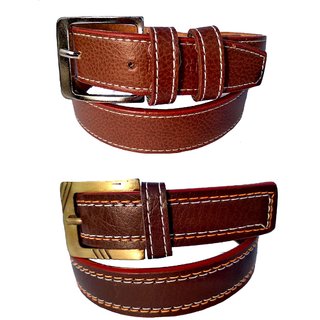                       Children's Kids Boys genuine leather belt brown and Black combo 2 pcs Pants Size upto inch 20                                              