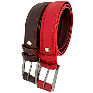                       Kids Boys girls belt red and brown combo 2 pcs kids for denim jeans Pants upto inch 20                                              