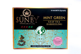 Sunby Pure Darjeeling Peppermint Green Tea for Weight Loss 100 Natural Loose Leaf Tea with Pyramid TEA BAGS  No Addit