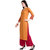 Saadhvi Mustard Rayon Embroidered Stitched Kurta With Palazzo