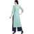 Saadhvi Light Green Slub Cotton Embroidered Stitched Kurta With Palazzo