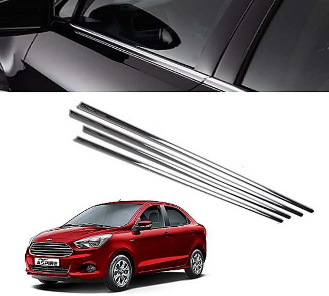 Buy After cars Ford Figo Aspire Car Window Lower Garnish Chrome with free  car bluetooth Online @ ₹939 from ShopClues